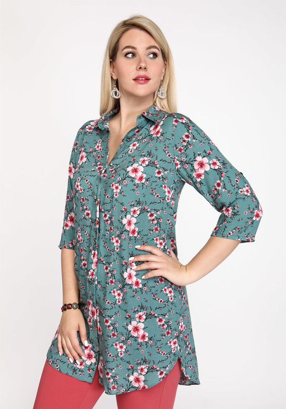 Туника-рубашка Тропическое путешествие шир.  580, рис. 7