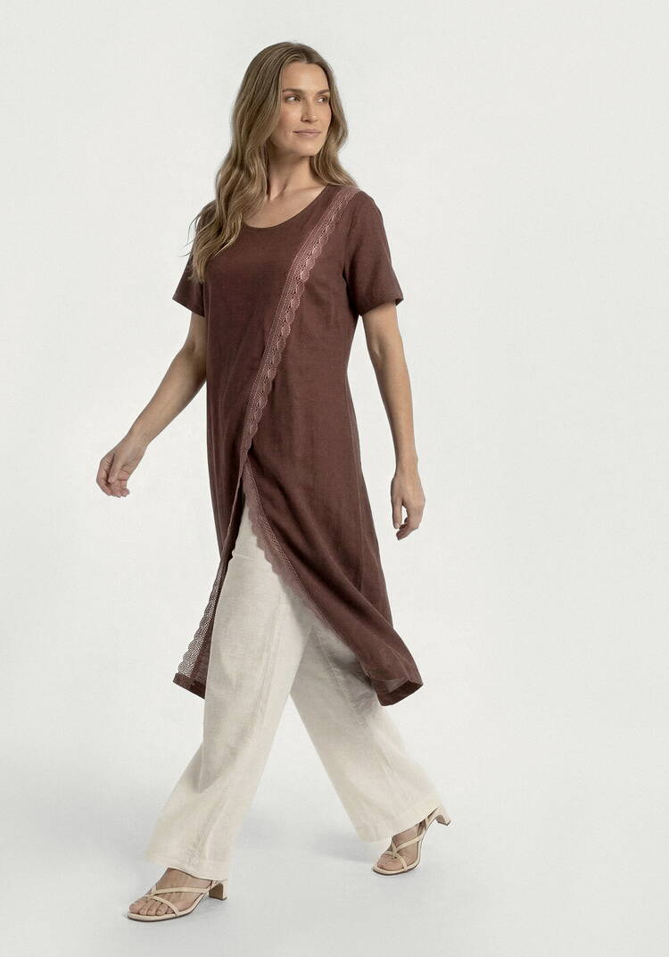 Туника из льна с кружевом Инга шир.  750, рис. 16