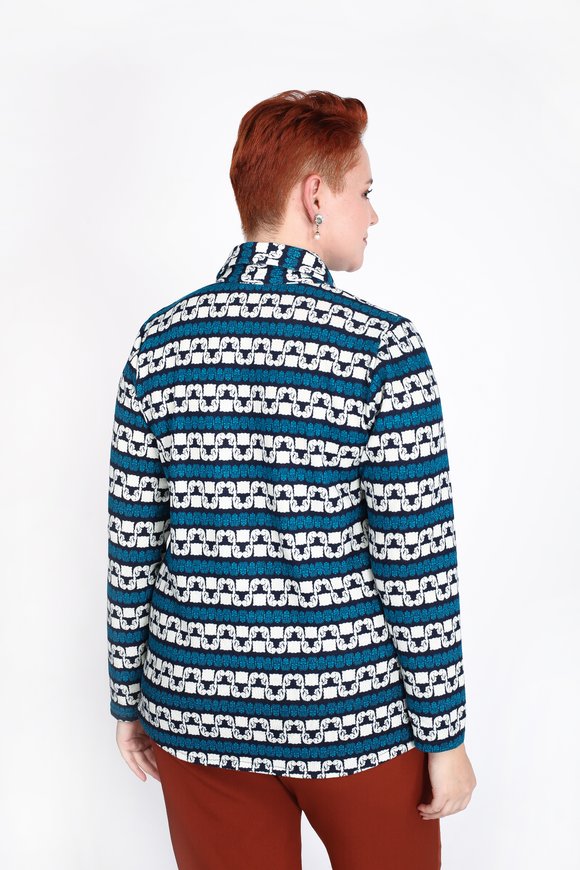 Блуза в полоску с декоративными пуговицами шир.  580, рис. 3