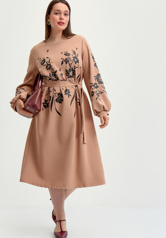 Платье с цветочным принтом А-силуэта шир.  580, рис. 1