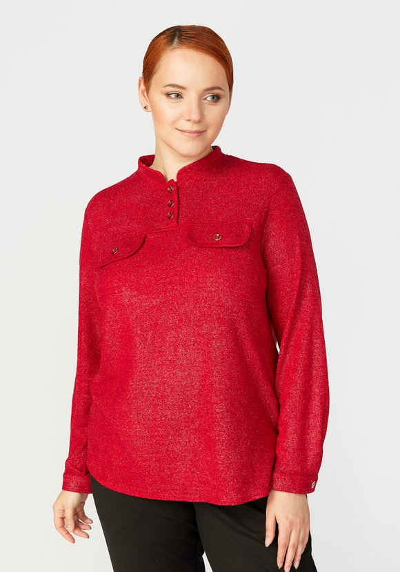 Блуза с воротником-стойкой и пуговицами — купить за руб в магазине Леомакс