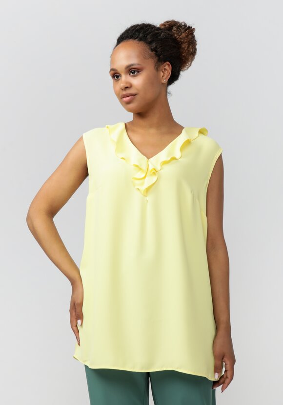 Блуза с коротким рукавом и рюшей шир.  580, рис. 4