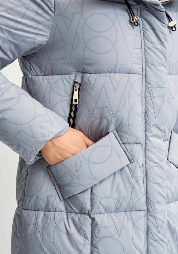 Удлиненный пуховик с капюшоном шир.  580, рис. 6