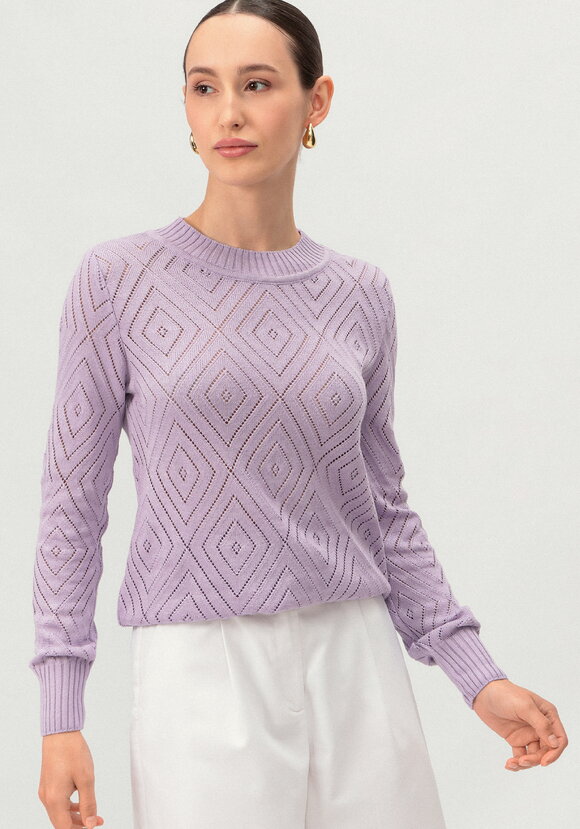 Джемпер с  ажурными ромбами шир.  580, рис. 8