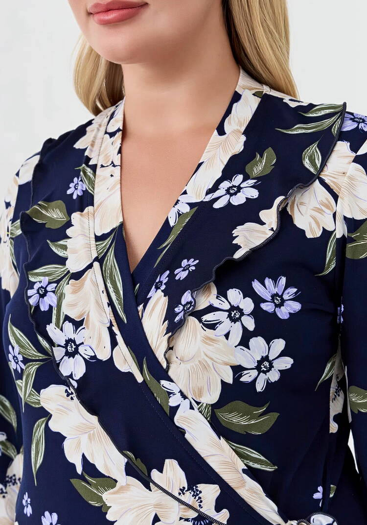 Халат на запах с цветами шир.  750, рис. 3