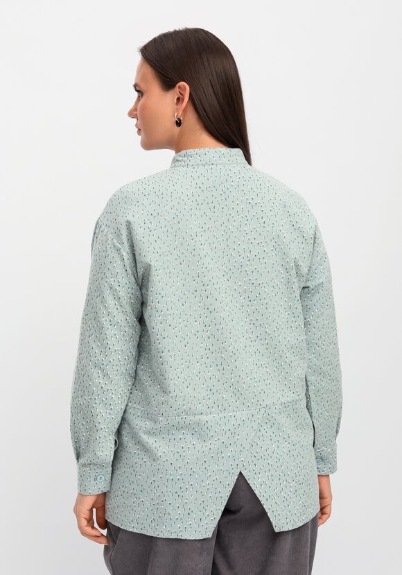 Блуза с воротником-стойкой свободного кроя шир.  580, рис. 3