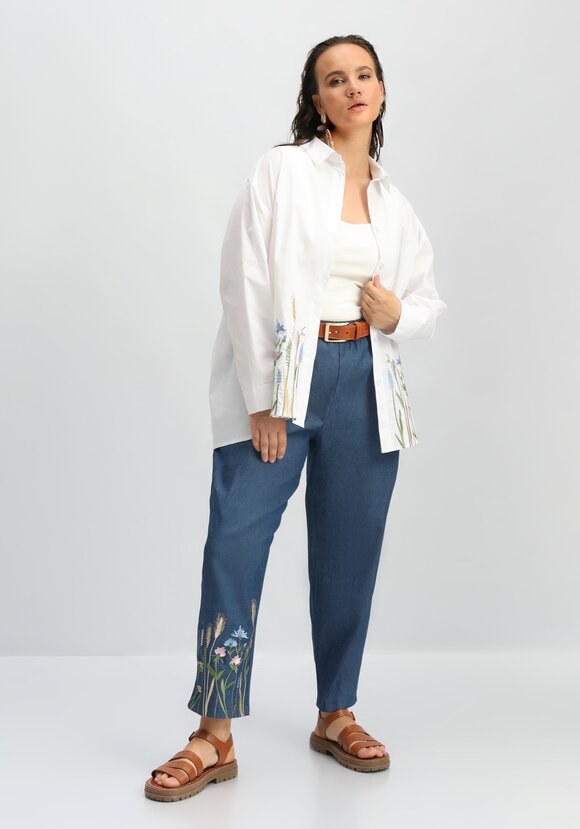 Брюки с вышивкой по низу шир.  580, рис. 11