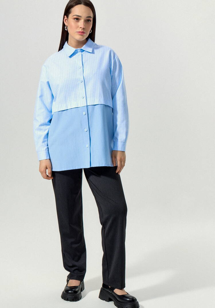 Рубашка с отрезной кокеткой в полоску шир.  750, рис. 15