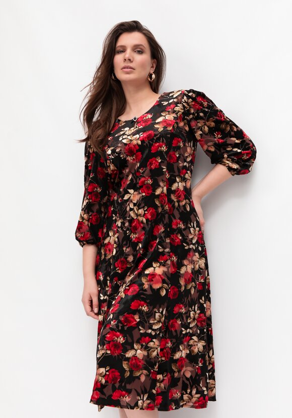 Платье из бархата с цветочным принтом шир.  580, рис. 7