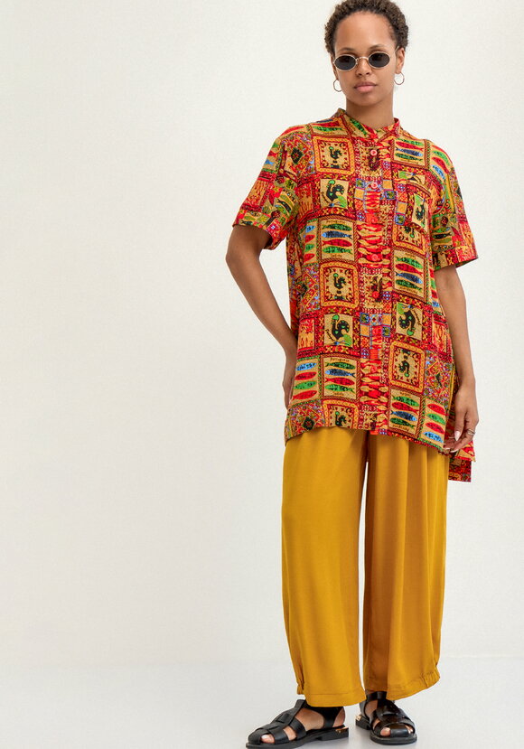 Блуза хлопковая с этническим рисунком шир.  580, рис. 16