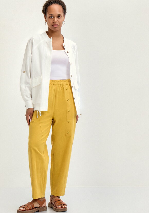 Брюки с декоративной планкой и карманами шир.  580, рис. 39