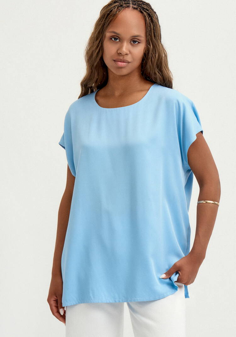 Блуза с коротким рукавом однотонная шир.  750, рис. 24