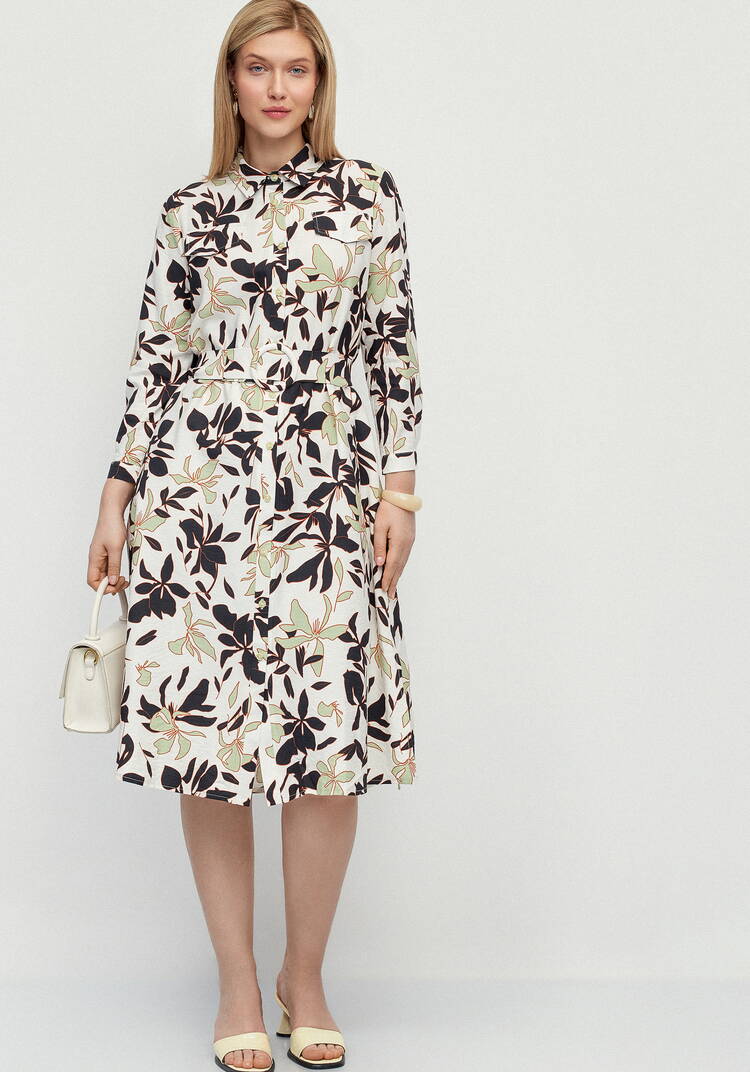 Платье-рубашка с принтом на поясе Вивьен шир.  750, рис. 17