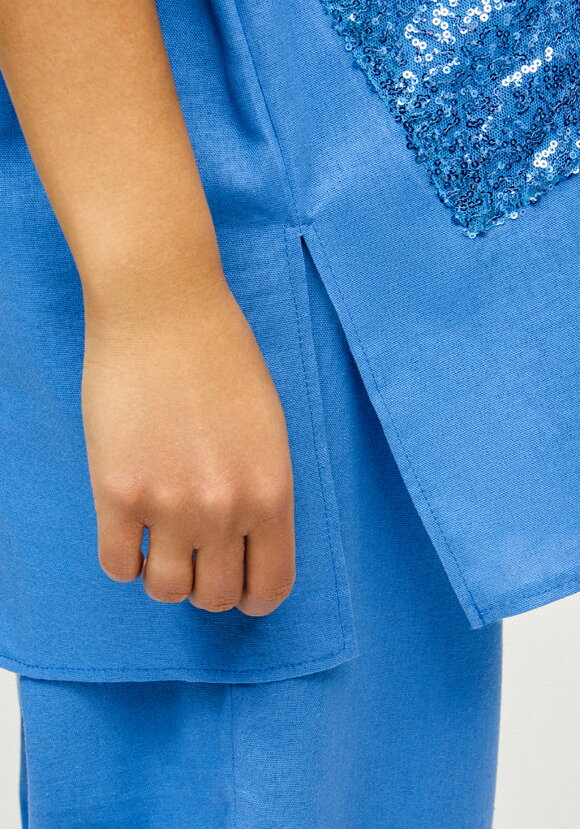 Блуза изо льна с паетками шир.  580, рис. 7