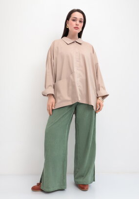 Брюки широкие на резинке со шнурком