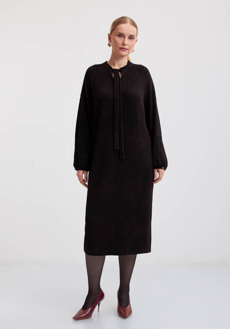 Платье трикотажное с бантом и люрексом шир.  750, рис. 4