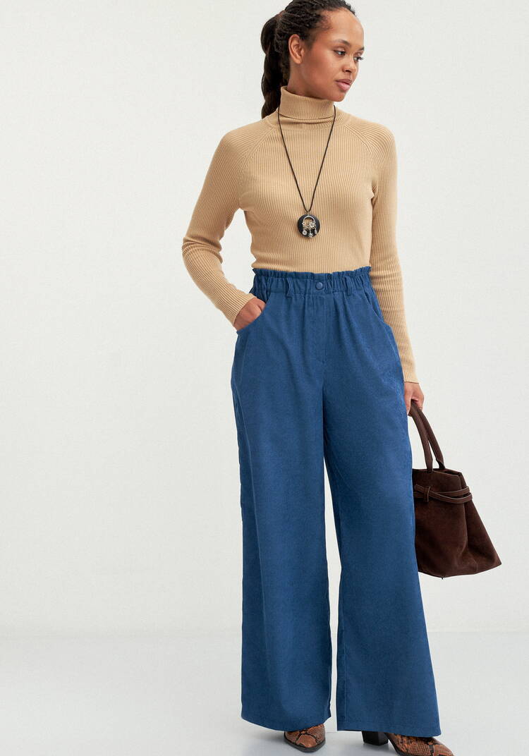 Брюки вельветовые широкие на резинке шир.  750, рис. 30