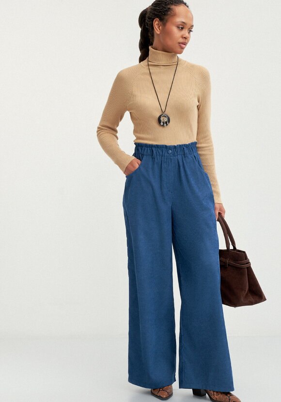 Брюки вельветовые широкие на резинке шир.  580, рис. 30