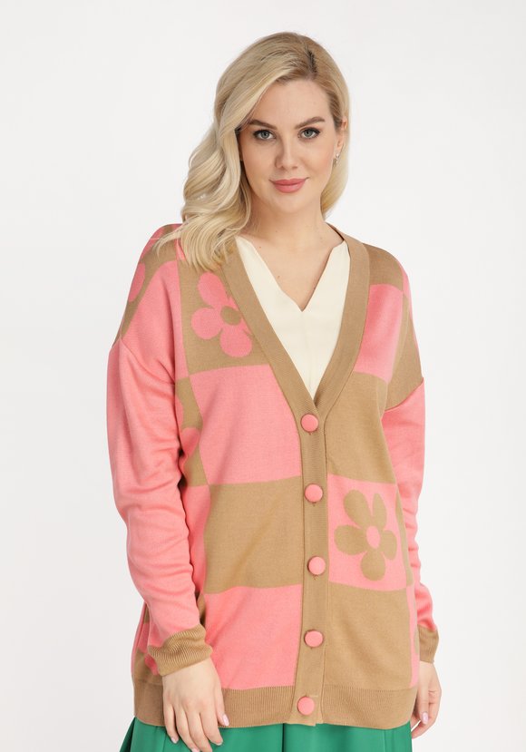 Кардиган на пуговицах с рисунком цветы шир.  580, рис. 6