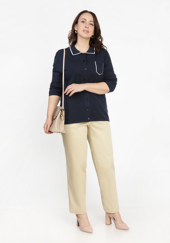 Блуза с контрастной декорированной отделкой шир.  580, рис. 7