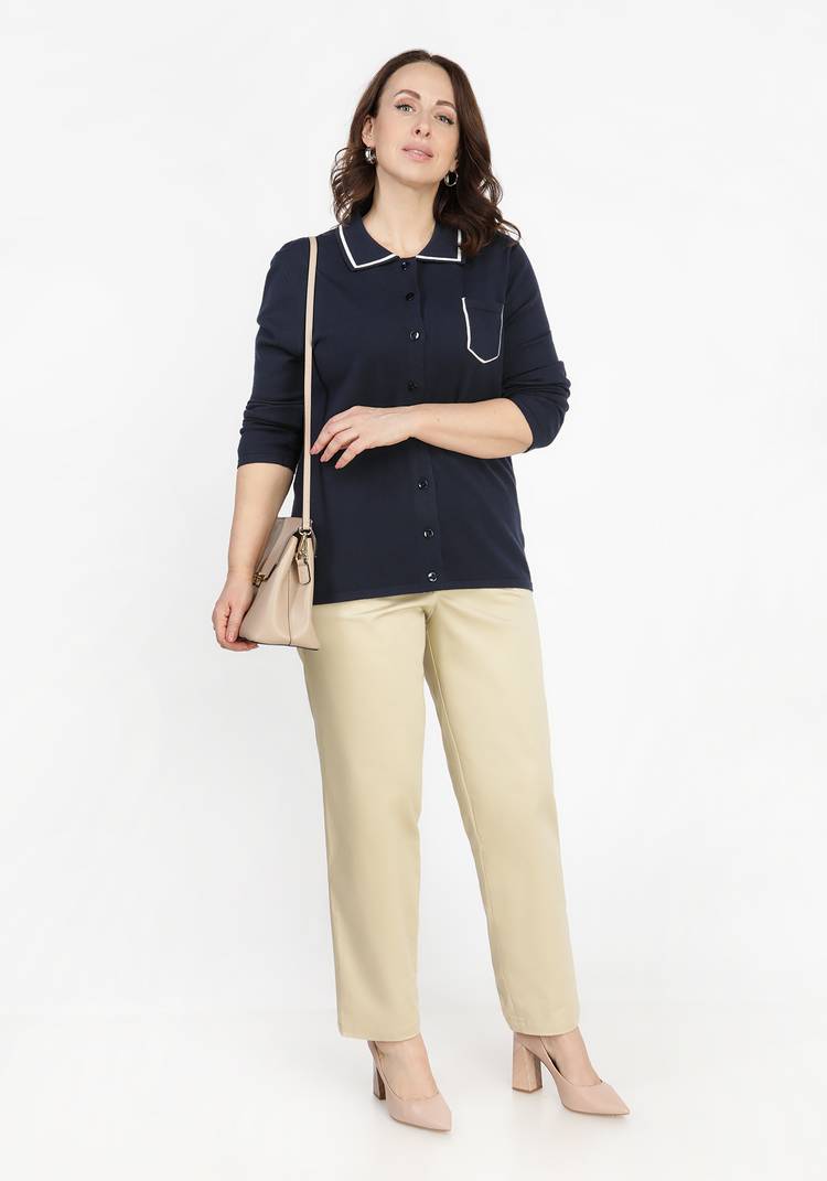 Блуза с контрастной декорированной отделкой шир.  750, рис. 7