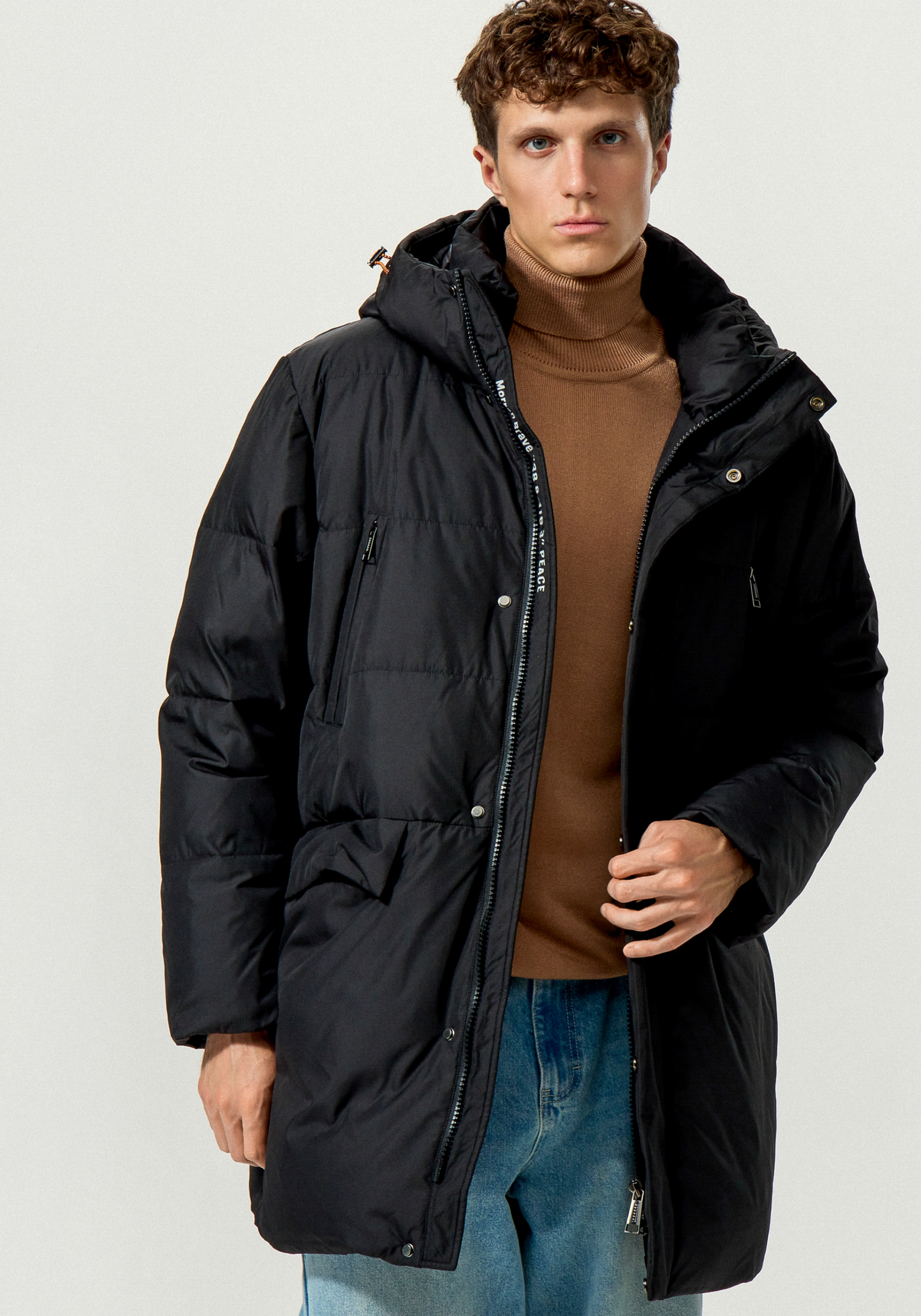 

Пуховик стеганый с капюшоном и карманами, Серый