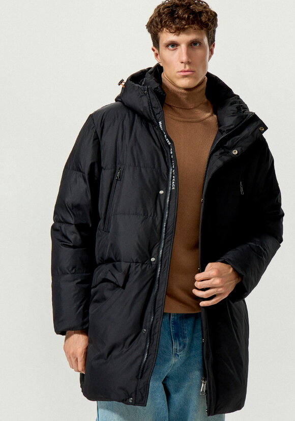 Пуховик стеганый с капюшоном и карманами шир.  580, рис. 1