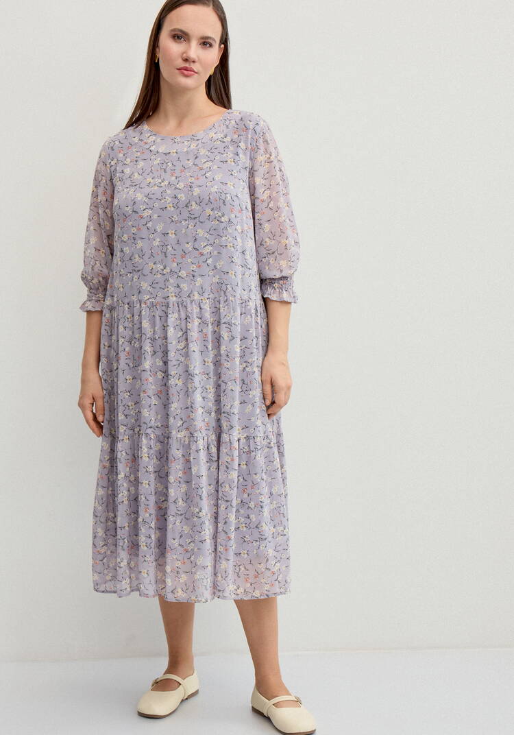 Платье миди из шифона с принтом шир.  750, рис. 18