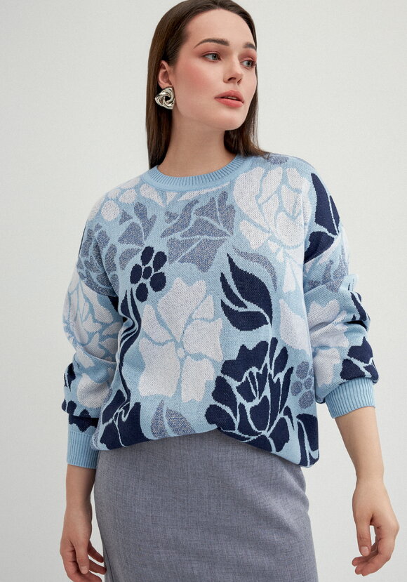Джемпер прямого силуэта и цветочным принтом шир.  580, рис. 15