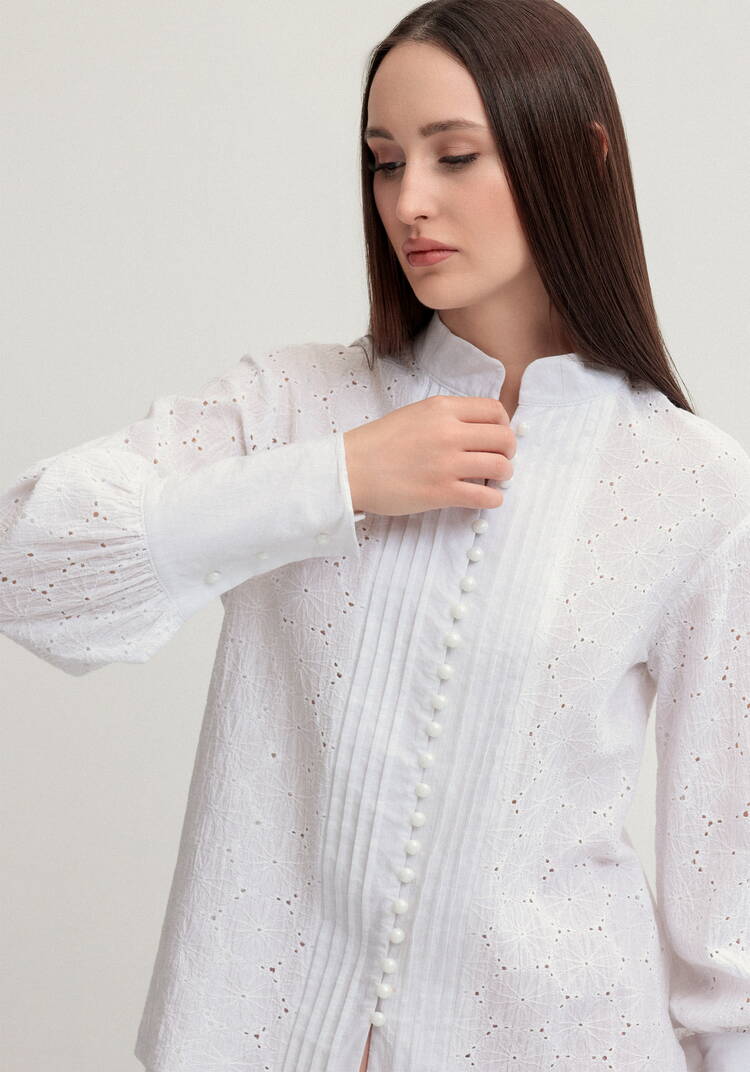 Блуза из шитья с жемчужными пуговицами шир.  750, рис. 20