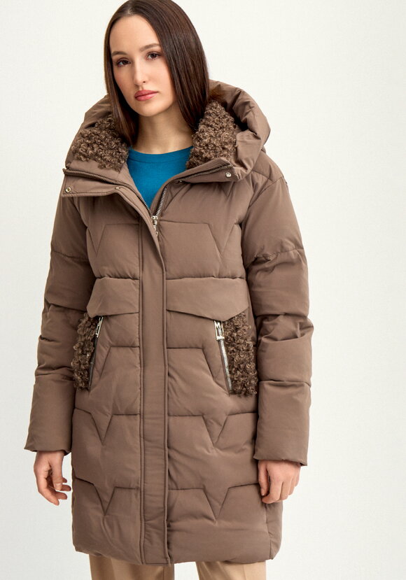 Пальто стеганое с меховой отделкой шир.  580, рис. 4