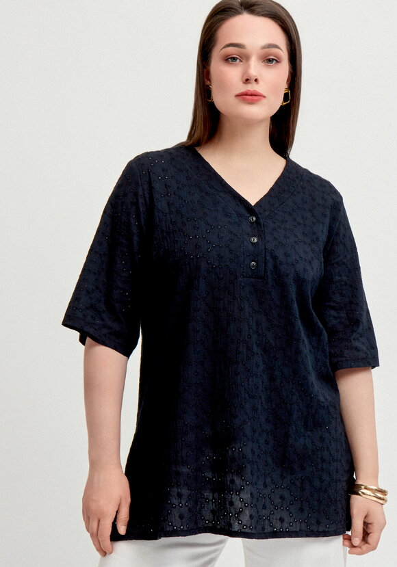 Блуза с V-образным вырезом из шитья шир.  580, рис. 21