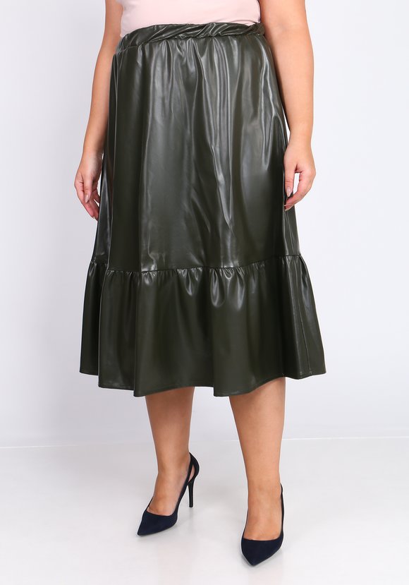 Юбка с воланом из эко-кожи шир.  580, рис. 9