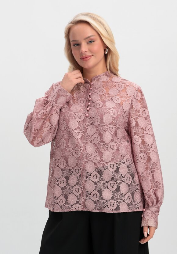 Блуза ажурная с цветочным принтом шир.  580, рис. 8