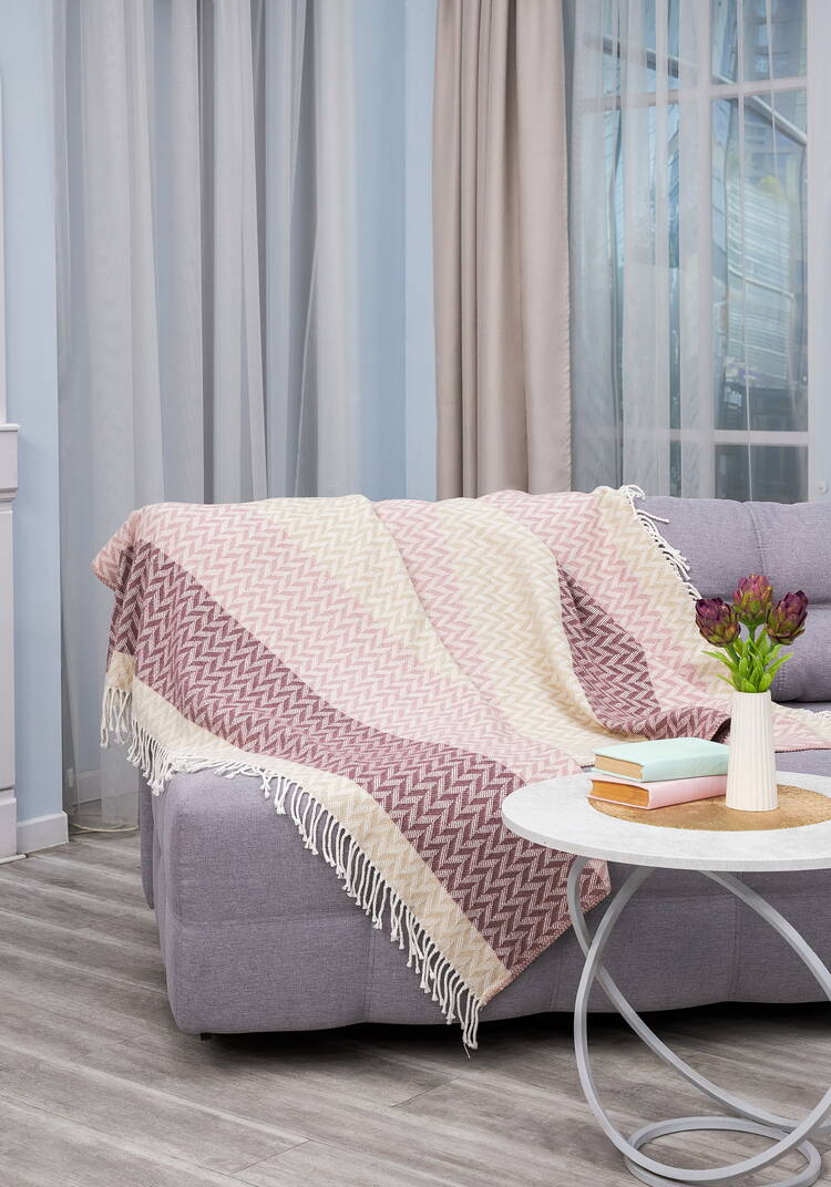 Плед с бахромой Хлопковый жаккард шир.  750, рис. 16