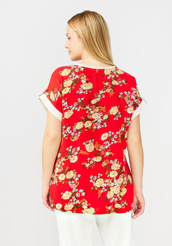 Блуза прямого силуэта с цветочным принтом шир.  580, рис. 3