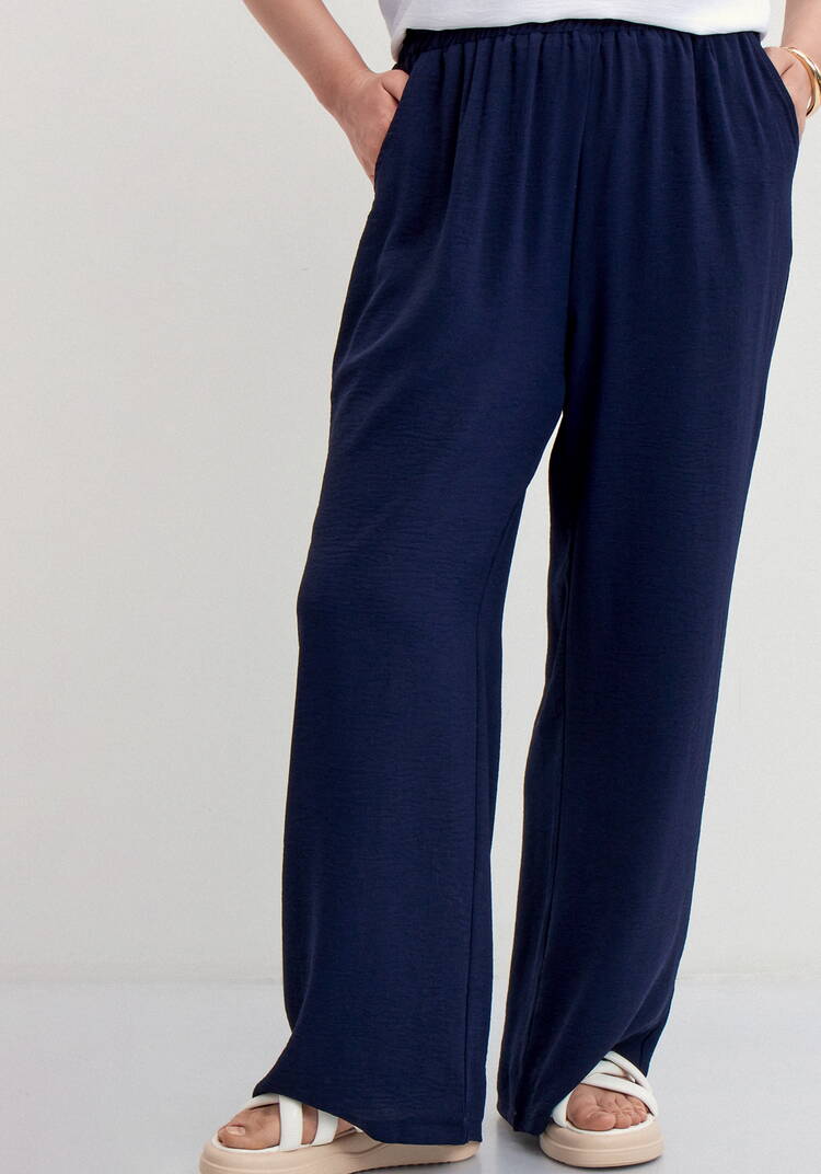 Брюки палаццо на резинке с карманами шир.  750, рис. 7