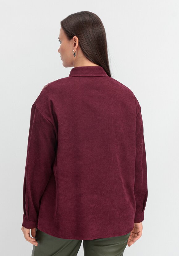 Рубашка из микровельвета с цветочной вставкой шир.  580, рис. 3