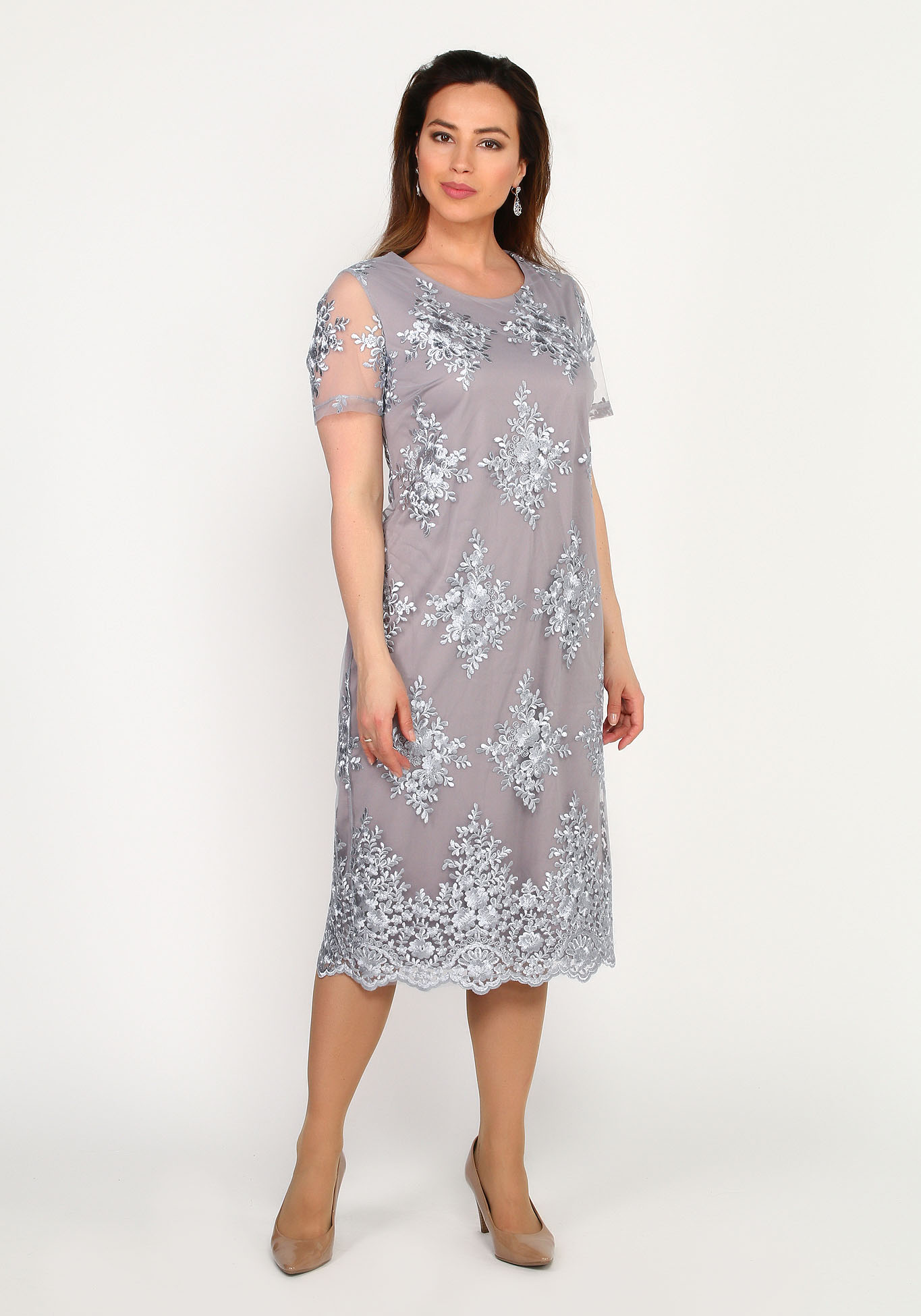 Костюм кружевной: платье и жакет Bel Fiore, размер 54, цвет фиолетовый - фото 1
