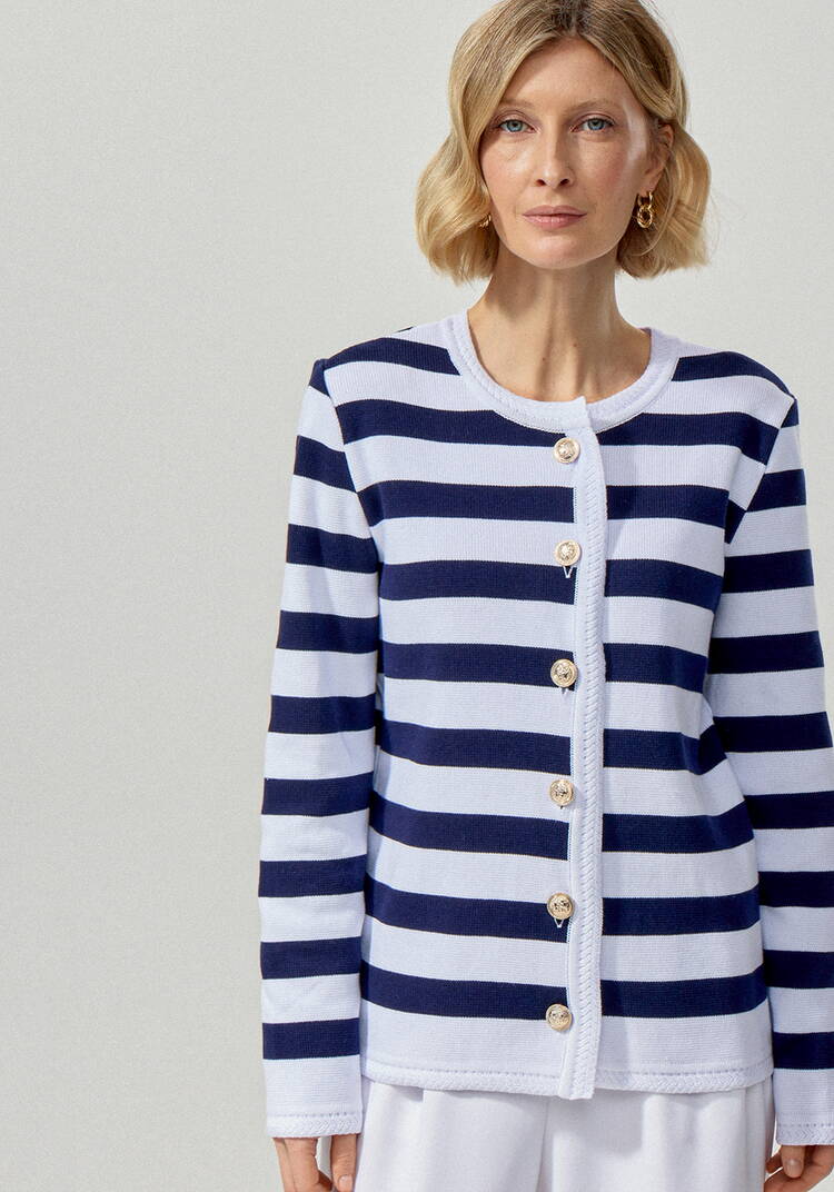 Пиджак в горизонтальную полоску на пуговицах шир.  750, рис. 5