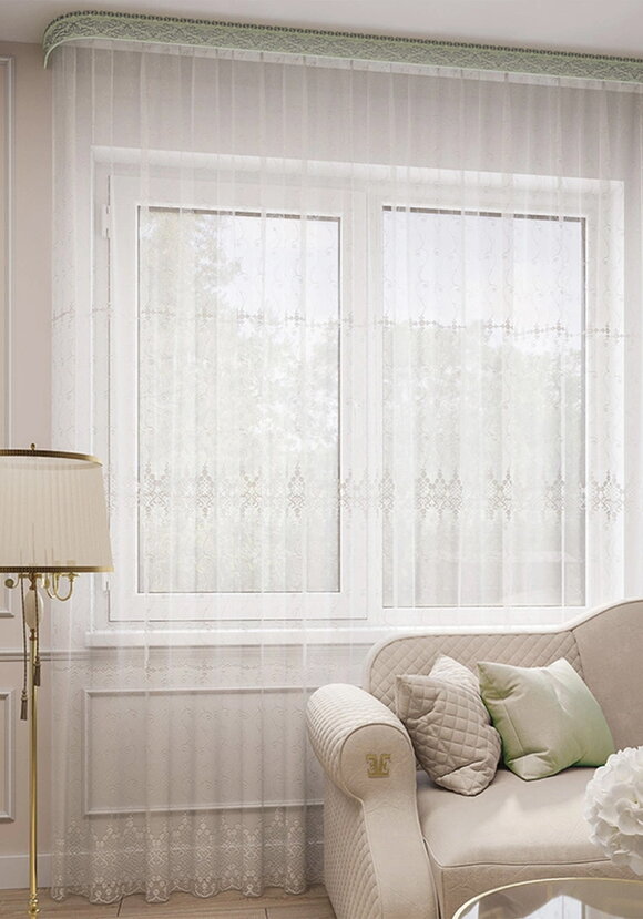 Тюль с вышивкой и люрексом Флёр шир.  580, рис. 1