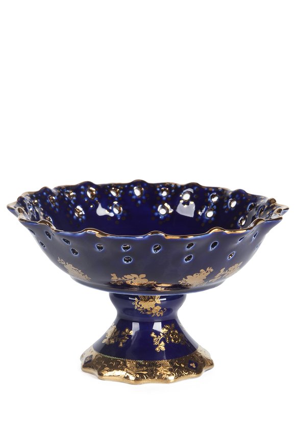 Конфетница на ножке кобальт Влюблённая пара шир.  580, рис. 1