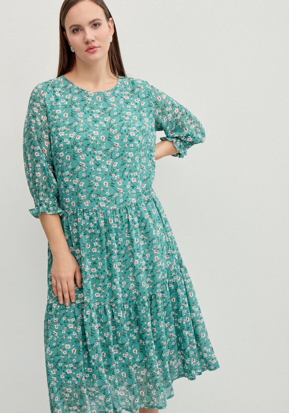 Платье миди из шифона с принтом шир.  580, рис. 9