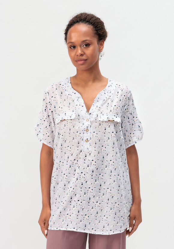 Блуза с цветочным принтом Офелия шир.  580, рис. 10