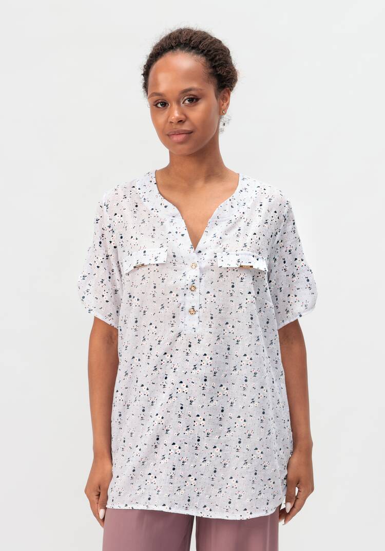 Блуза с цветочным принтом Офелия шир.  750, рис. 10