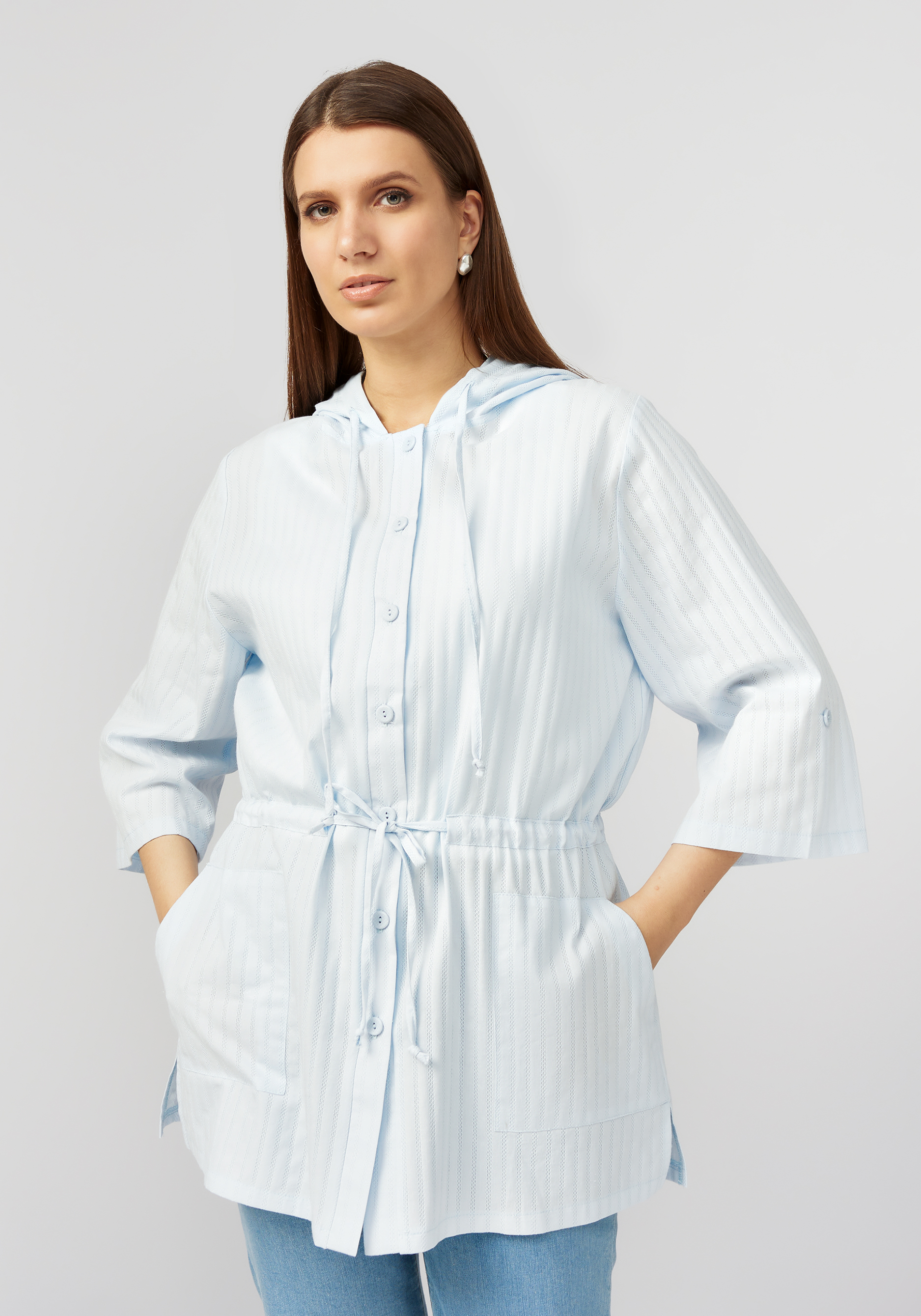 

Пыльник с капюшоном на кулиске, Голубой