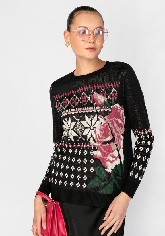 Джемпер женский с крупной розой шир.  580, рис. 12