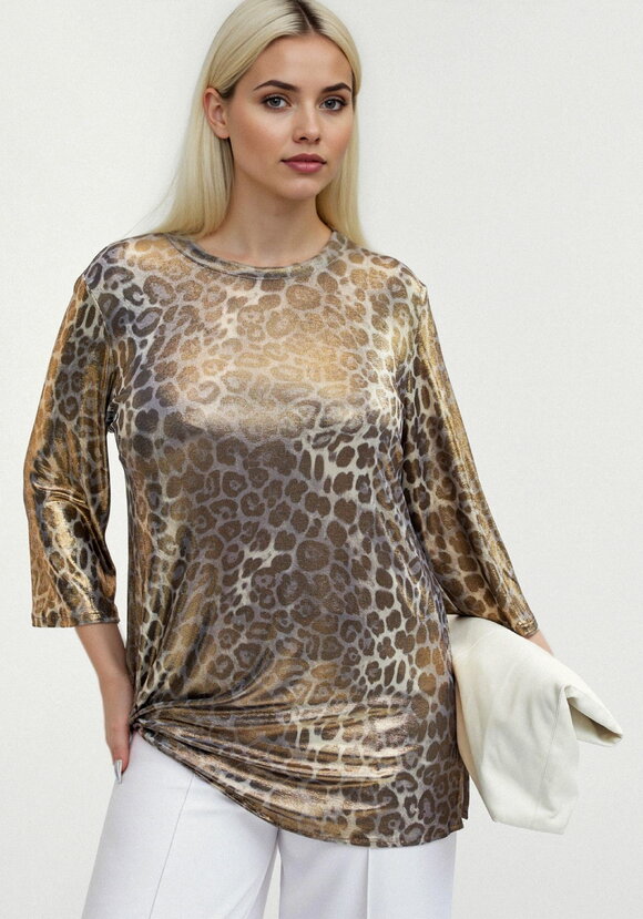 Блуза из ткани с голографическим принтом шир.  580, рис. 41