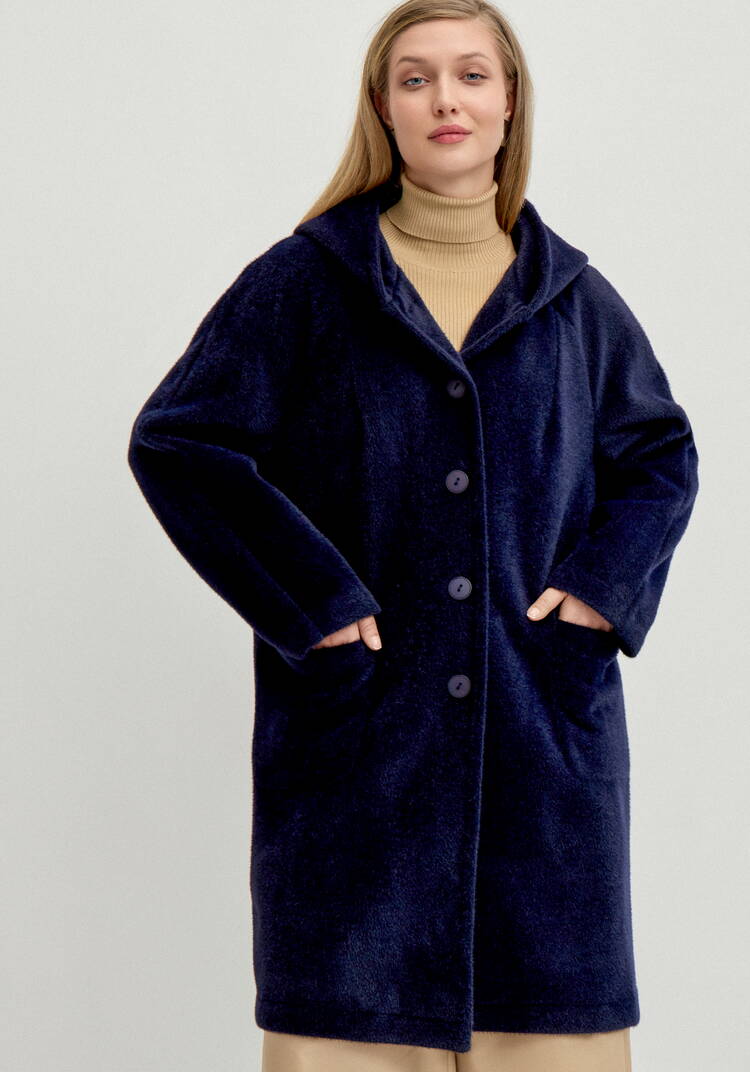 Жакет пушистый с капюшоном на пуговицах шир.  750, рис. 12