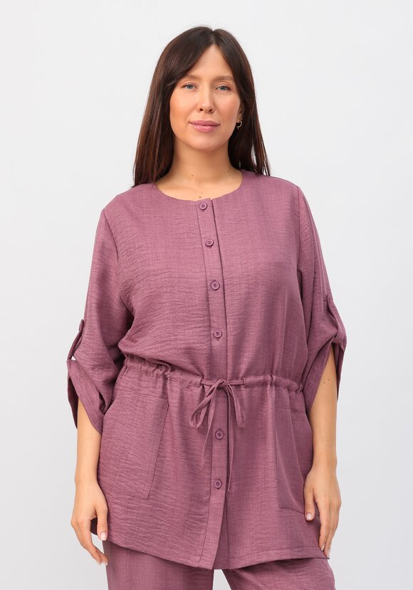 Кардиган на пуговицах с кулиской по талии шир.  580, рис. 20